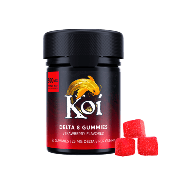 KOI Delta-8 THC 25mg Strawberry Gummies 20 Count Jar