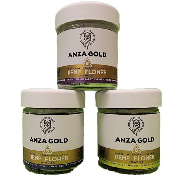 Anza Gold Delta-8 Flower 3.5 Grams Jar Group