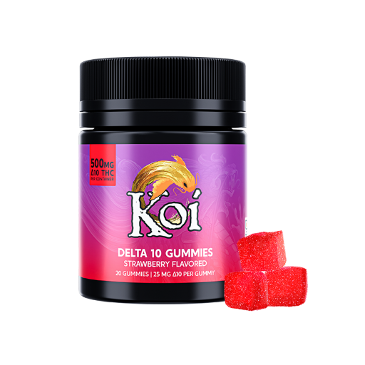 KOI Delta-10 Gummies Strawberry 25mg 20 count jar